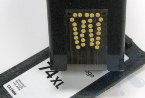 HP 74xl black inkjet print cartridge print head contacts.